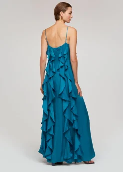 Blue Ruffle Maxi Dress