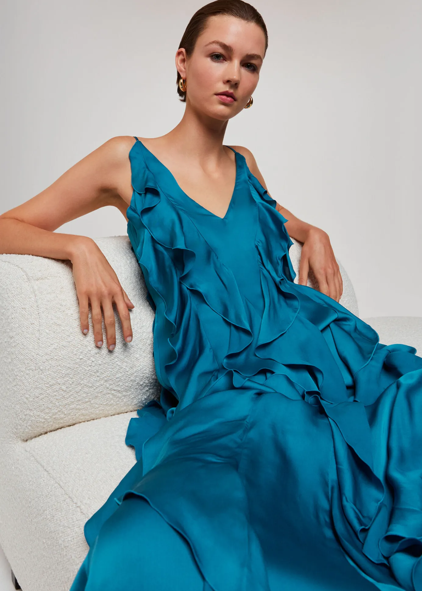 Blue Ruffle Maxi Dress