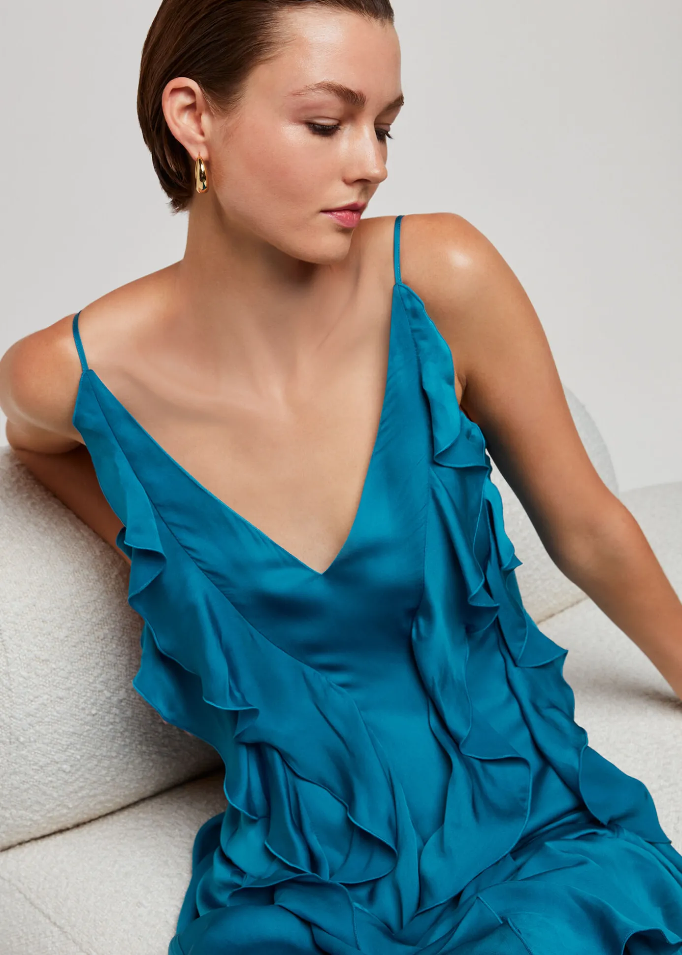 Blue Ruffle Maxi Dress