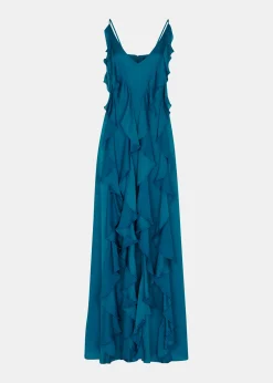 Blue Ruffle Maxi Dress