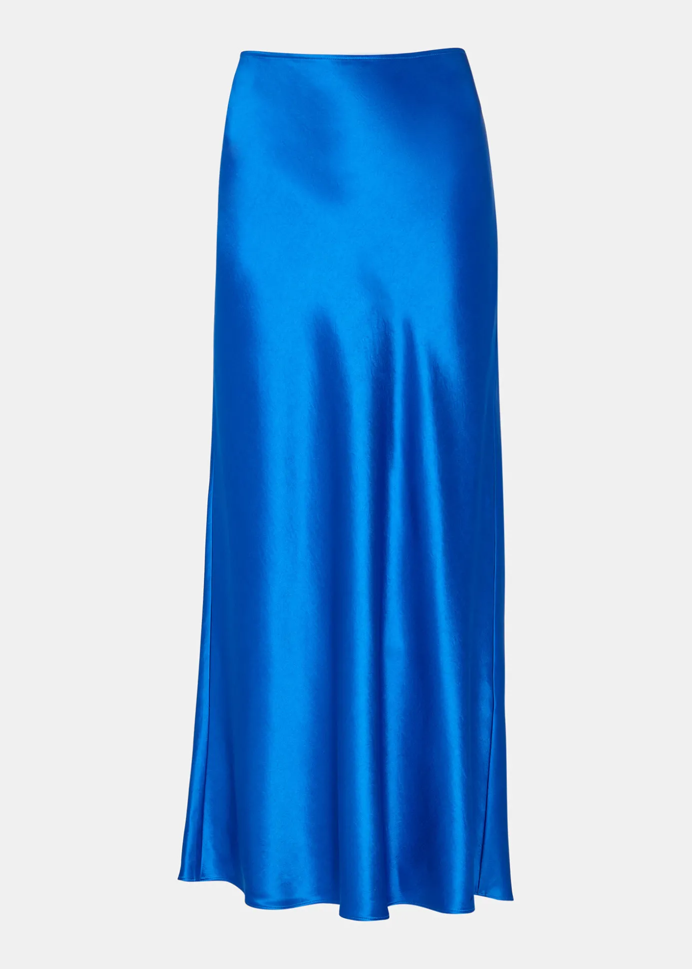 Blue Satin Bias Cut Skirt