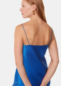 Blue Satin Cowl Neck Cami