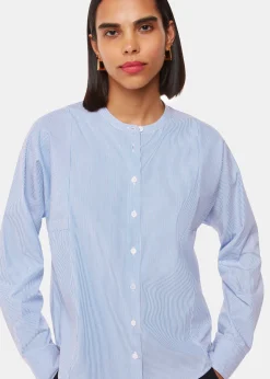 Blue Stripe Grandad Collar Shirt