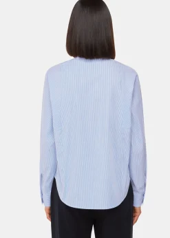 Blue Stripe Grandad Collar Shirt