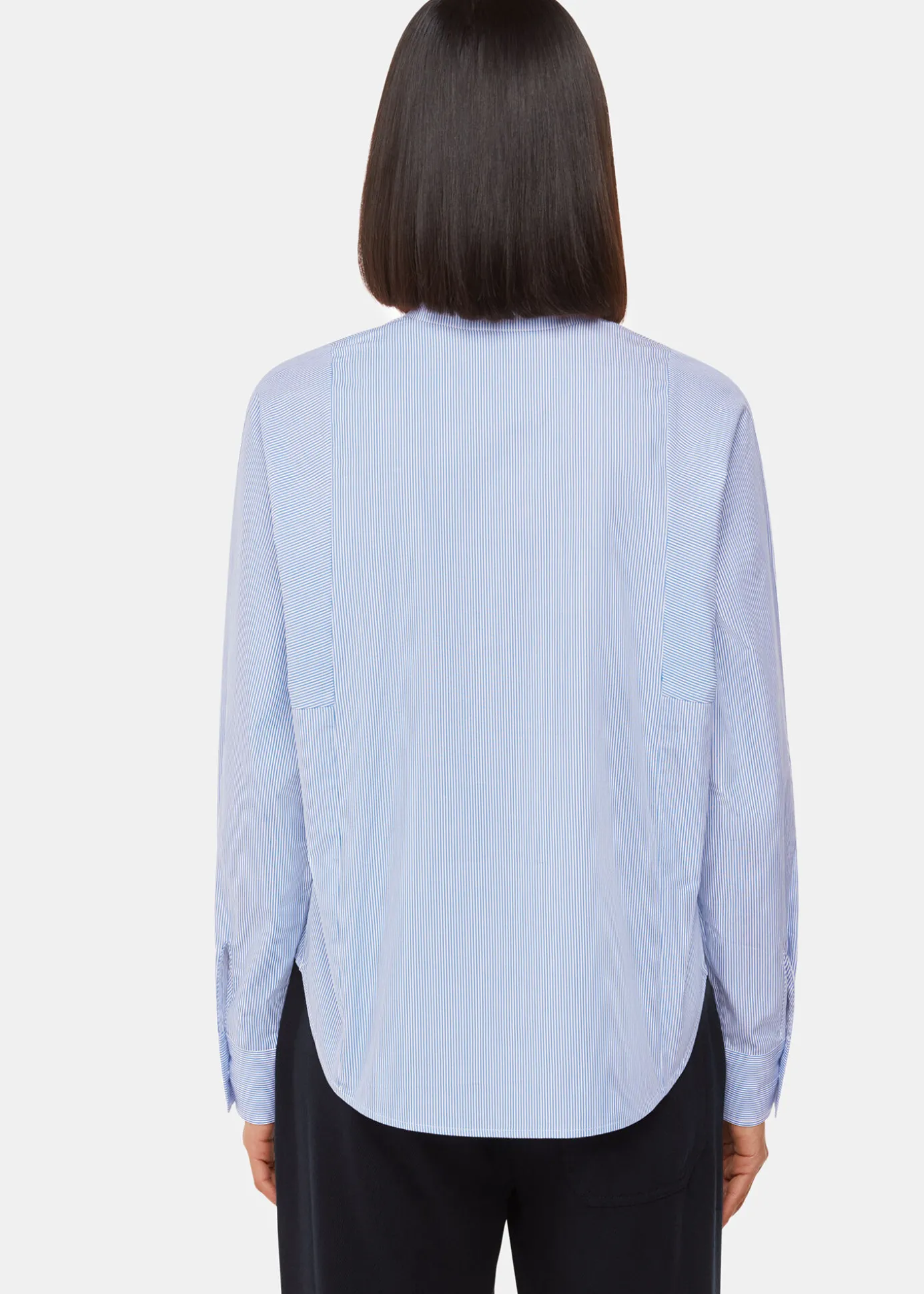 Blue Stripe Grandad Collar Shirt