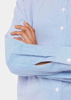 Blue Stripe Grandad Collar Shirt