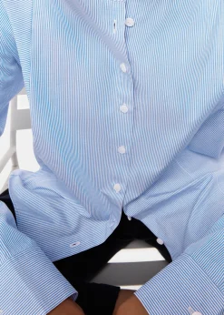 Blue Stripe Grandad Collar Shirt