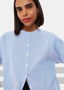 Blue Stripe Grandad Collar Shirt