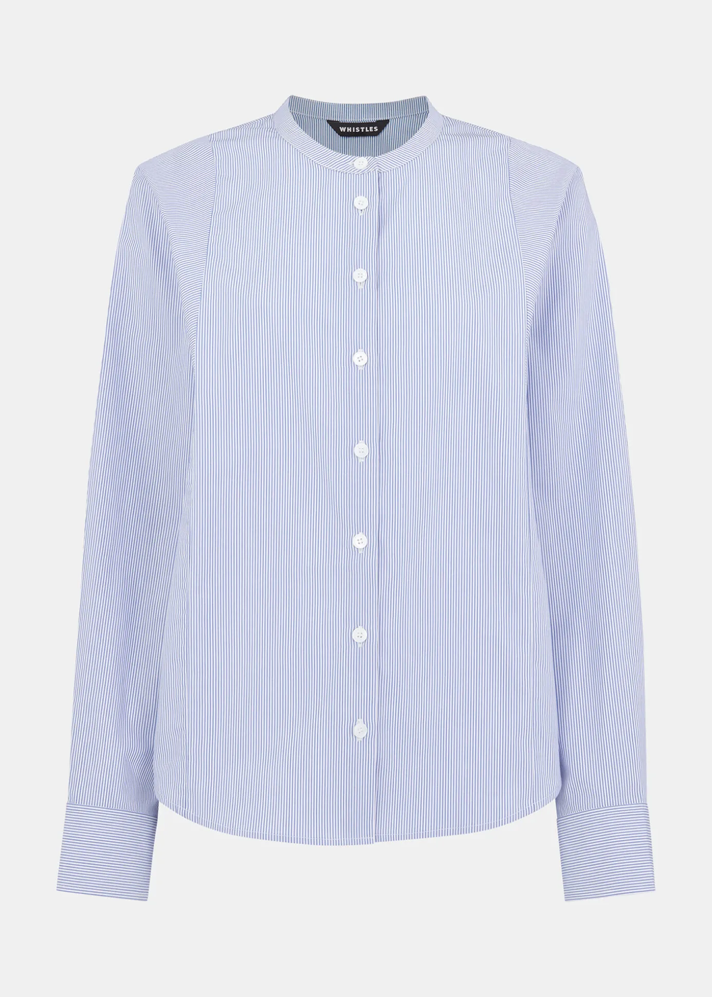 Blue Stripe Grandad Collar Shirt