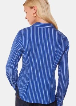 Blue Stripe Waisted Cotton Shirt