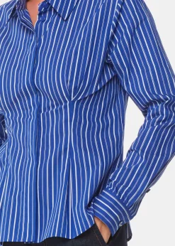 Blue Stripe Waisted Cotton Shirt