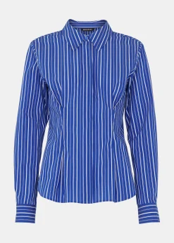 Blue Stripe Waisted Cotton Shirt
