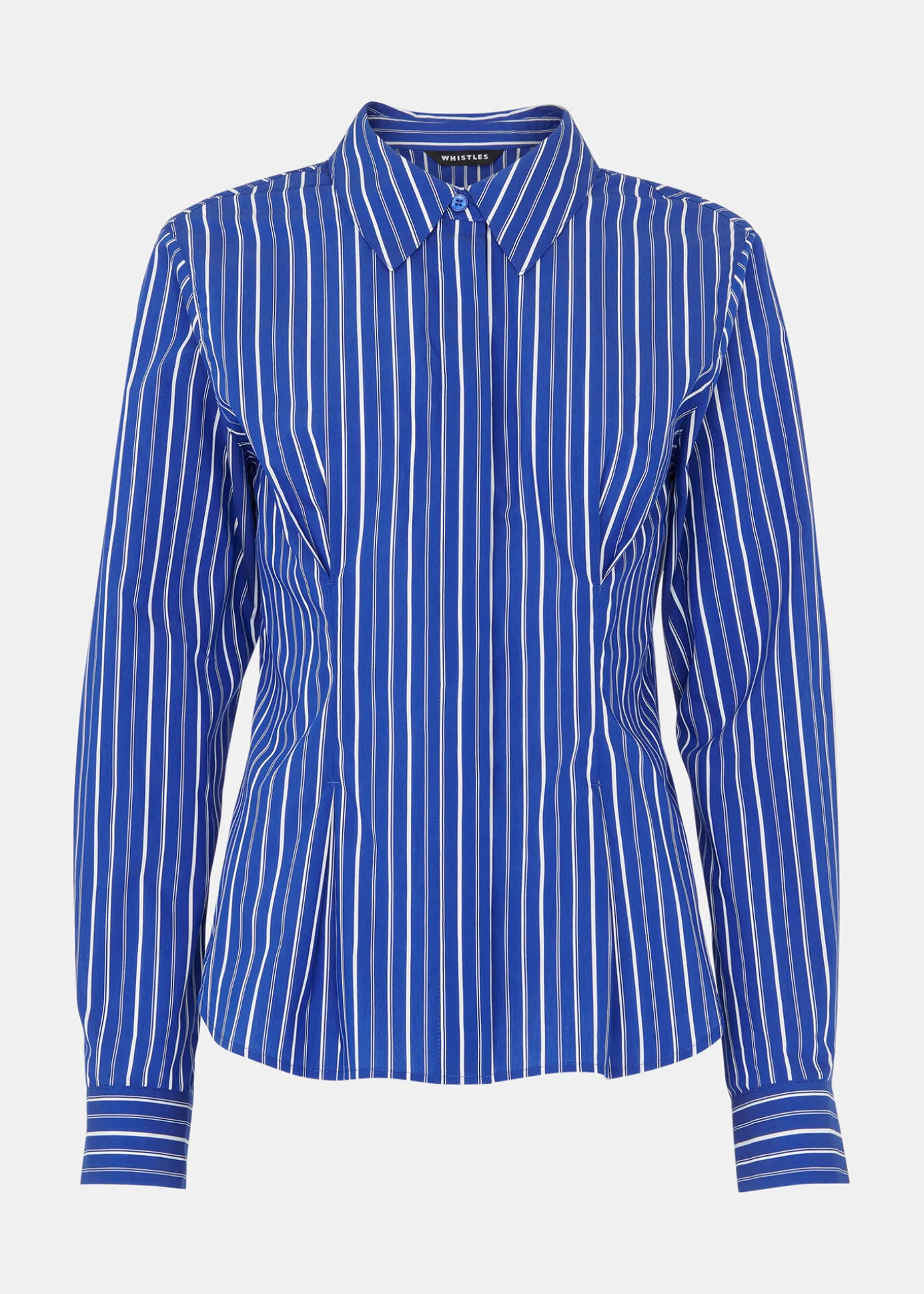 Blue Stripe Waisted Cotton Shirt
