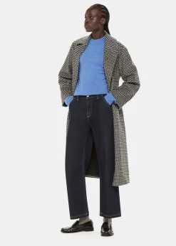 Blue Wool Textured Crew Neck Knit