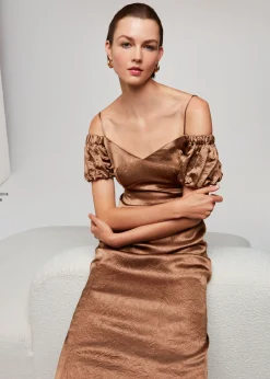 Bronze Faye Bardot Dress