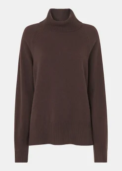 Brown Cashmere Roll Neck