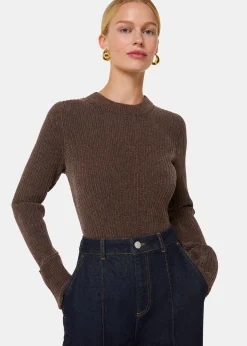 Brown Chenille Rib Detail Knit