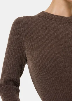 Brown Chenille Rib Detail Knit