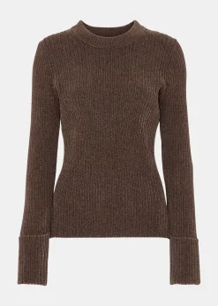 Brown Chenille Rib Detail Knit