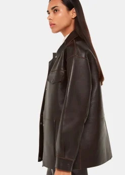 Brown Clean Bonded Leather Jacket