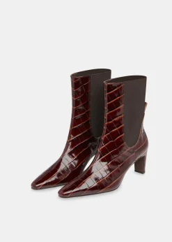 Brown Darla Croc Heeled Boot