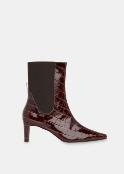 Brown Darla Croc Heeled Boot