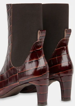 Brown Darla Croc Heeled Boot