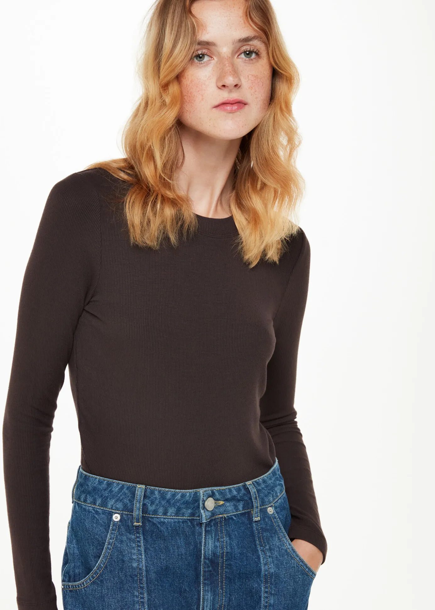 Brown Essential Ribbed Crew