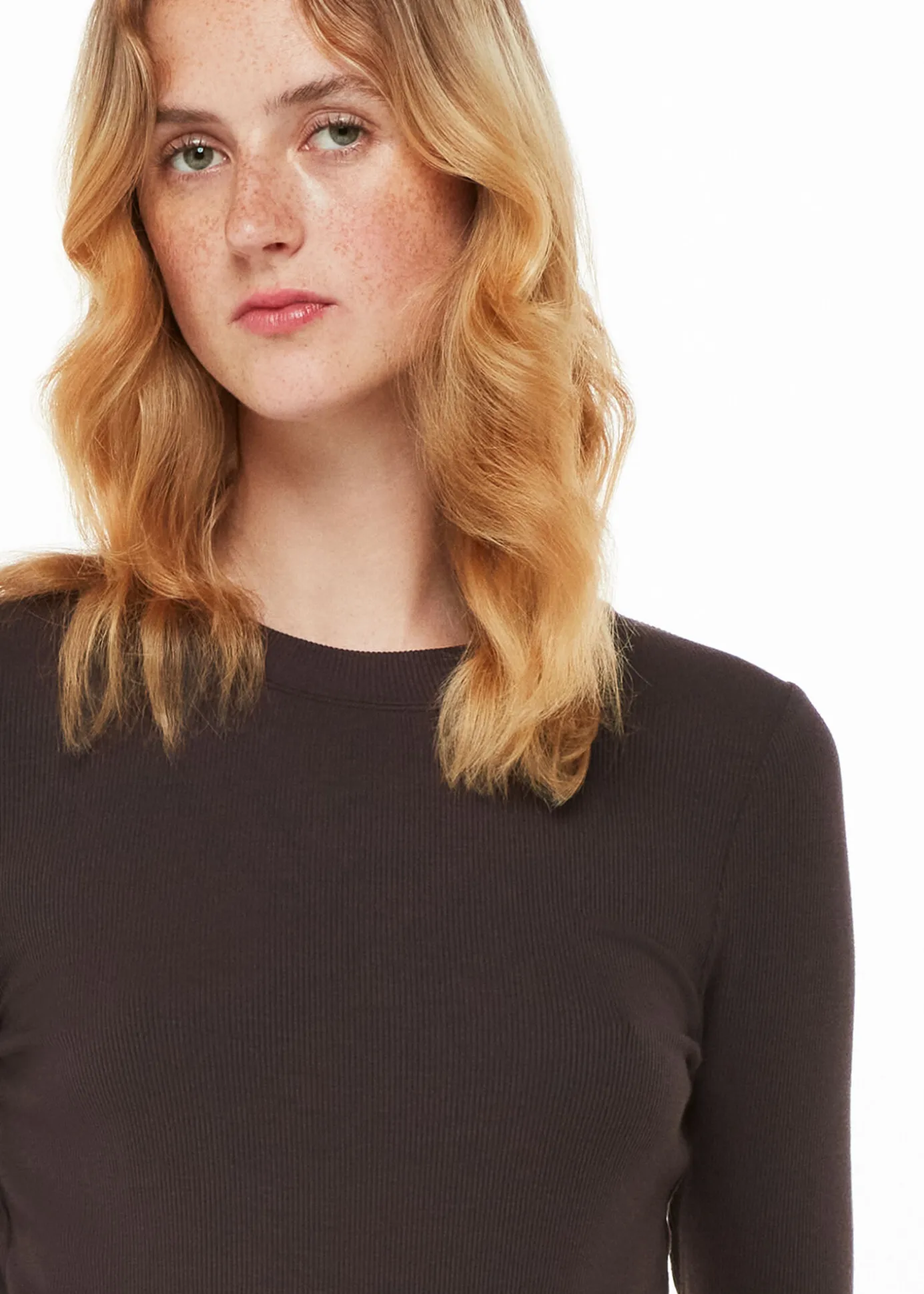 Brown Essential Ribbed Crew