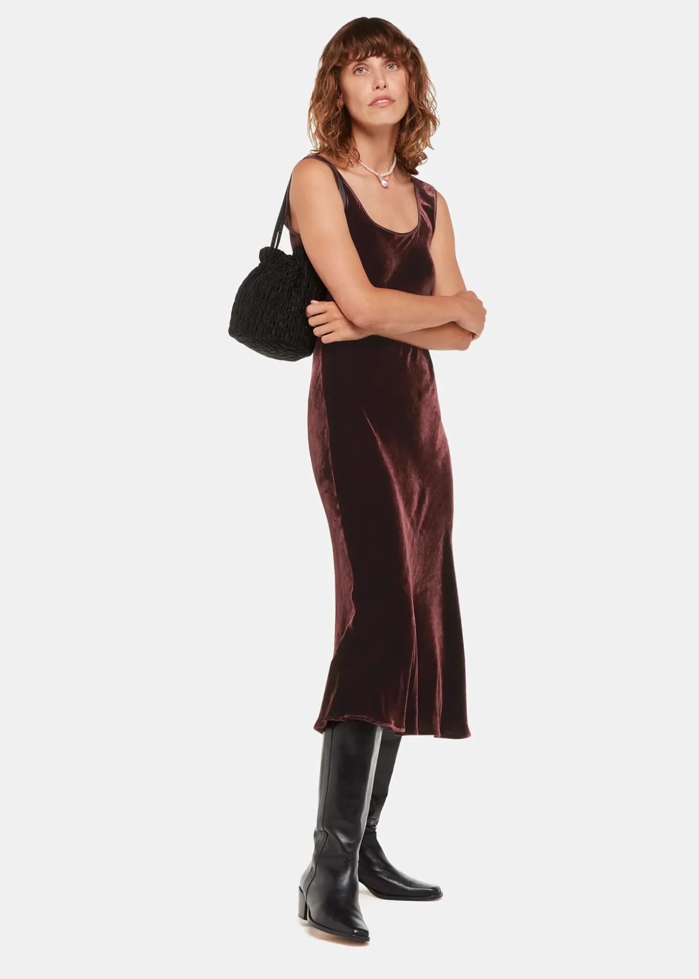 Brown Hai Velvet Sienna Dress