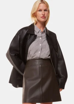 Brown Leather A line Skirt