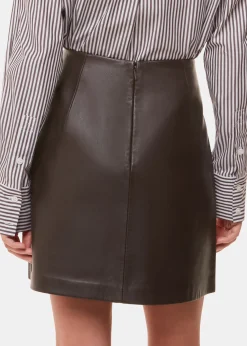 Brown Leather A line Skirt
