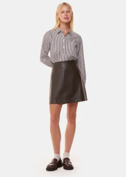 Brown Leather A line Skirt