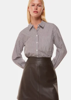Brown Leather A line Skirt