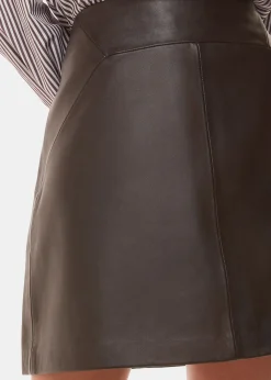 Brown Leather A line Skirt