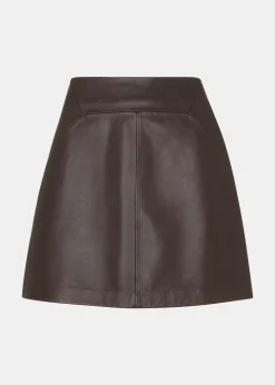 Brown Leather A line Skirt