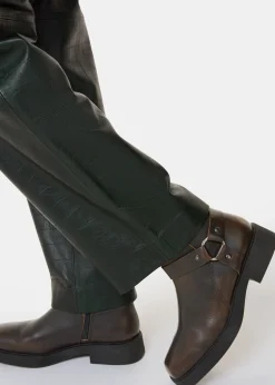 Brown Matteo Burnished Biker Boot