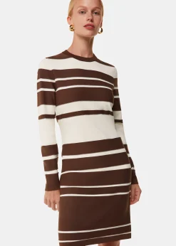 Brown Variegated Stripe Knit Dress