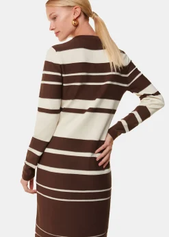 Brown Variegated Stripe Knit Dress