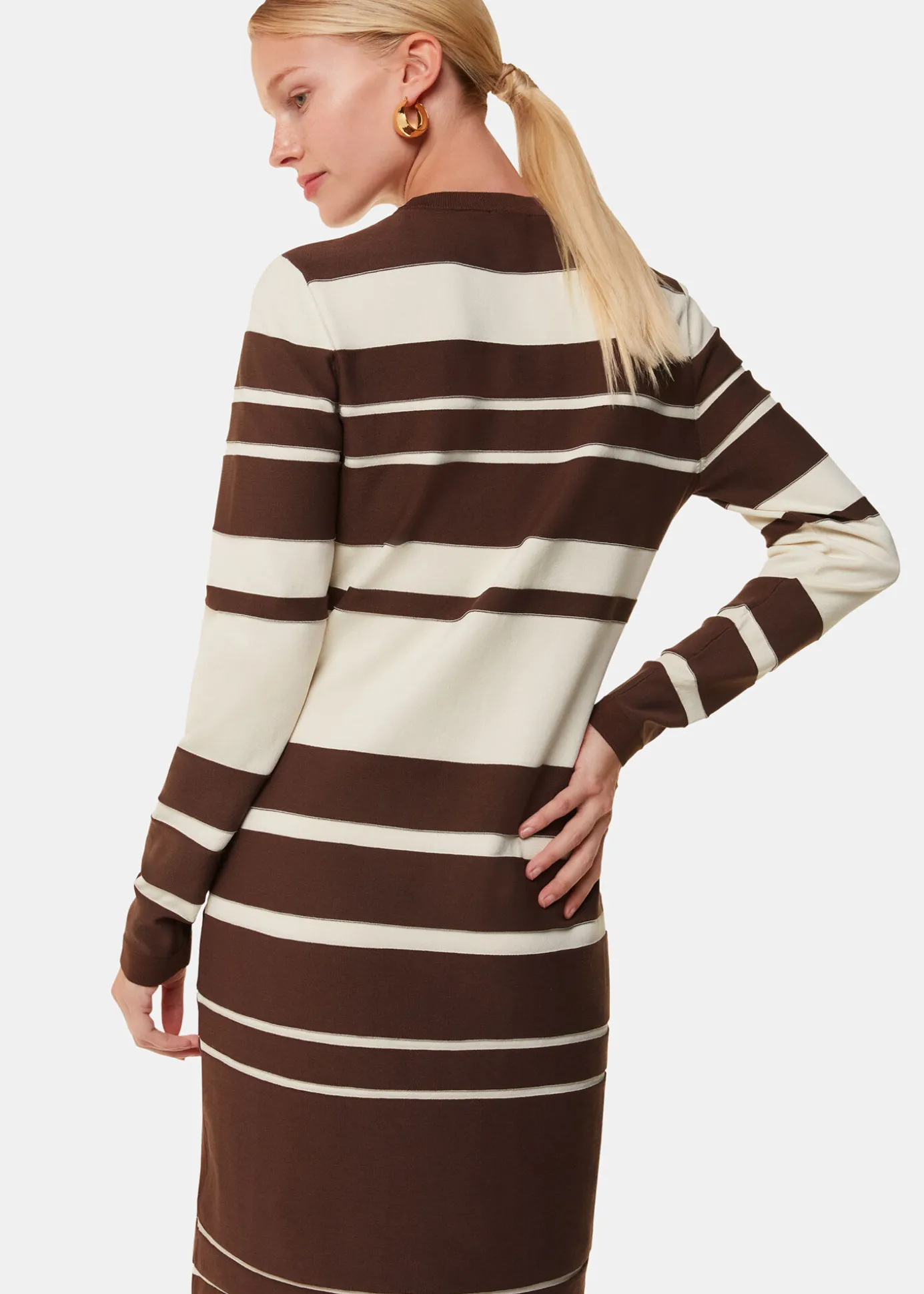 Brown Variegated Stripe Knit Dress