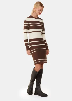 Brown Variegated Stripe Knit Dress