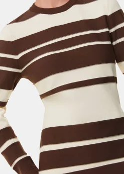 Brown Variegated Stripe Knit Dress