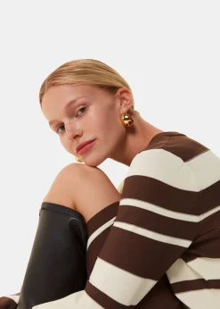 Brown Variegated Stripe Knit Dress