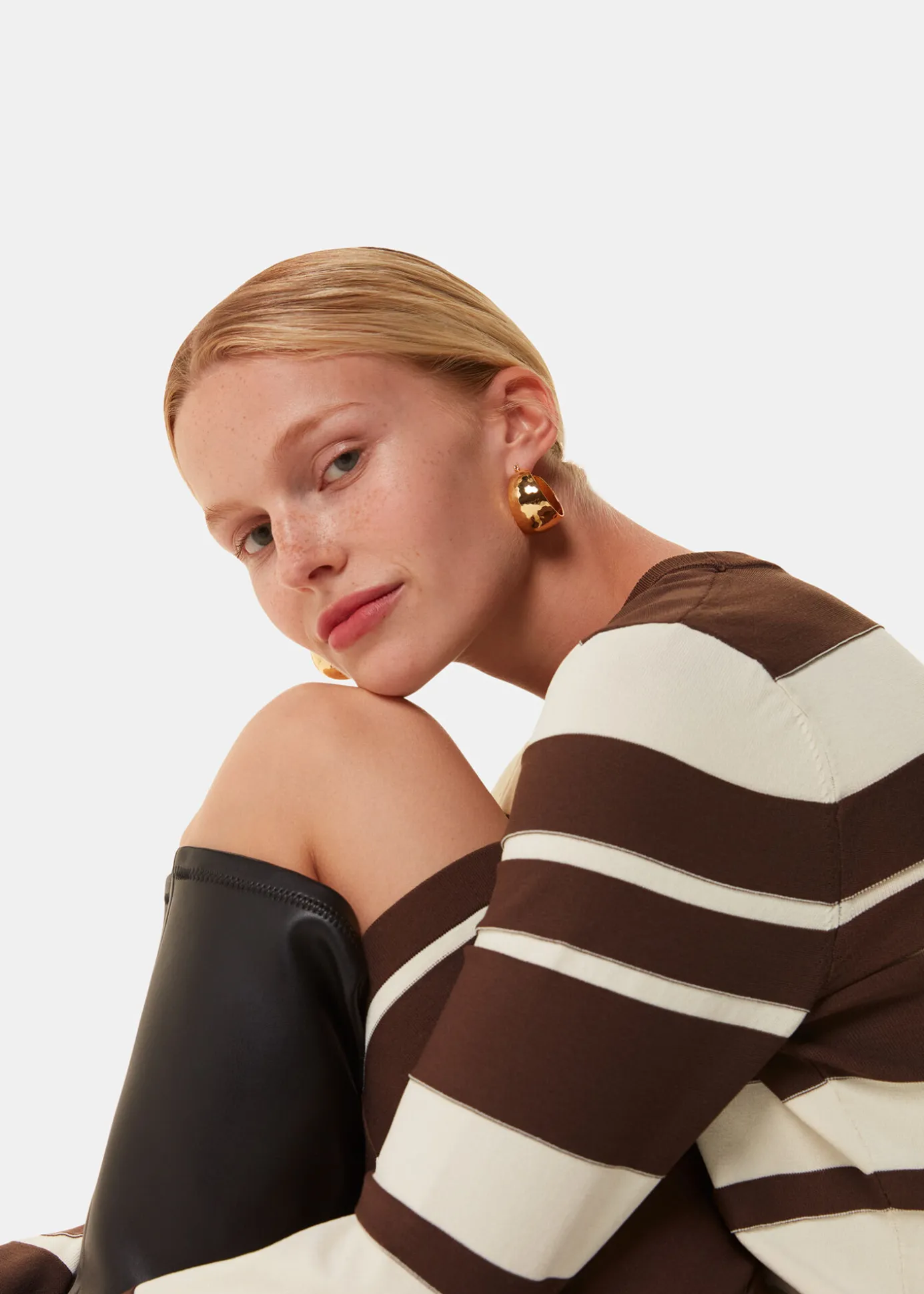 Brown Variegated Stripe Knit Dress