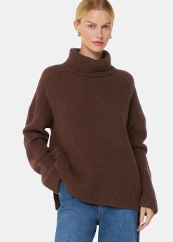 Brown Wool Roll Neck Knit
