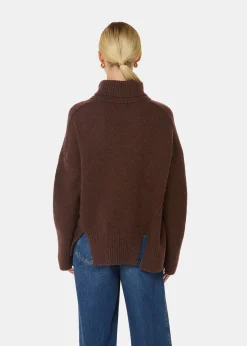 Brown Wool Roll Neck Knit