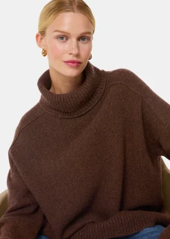Brown Wool Roll Neck Knit