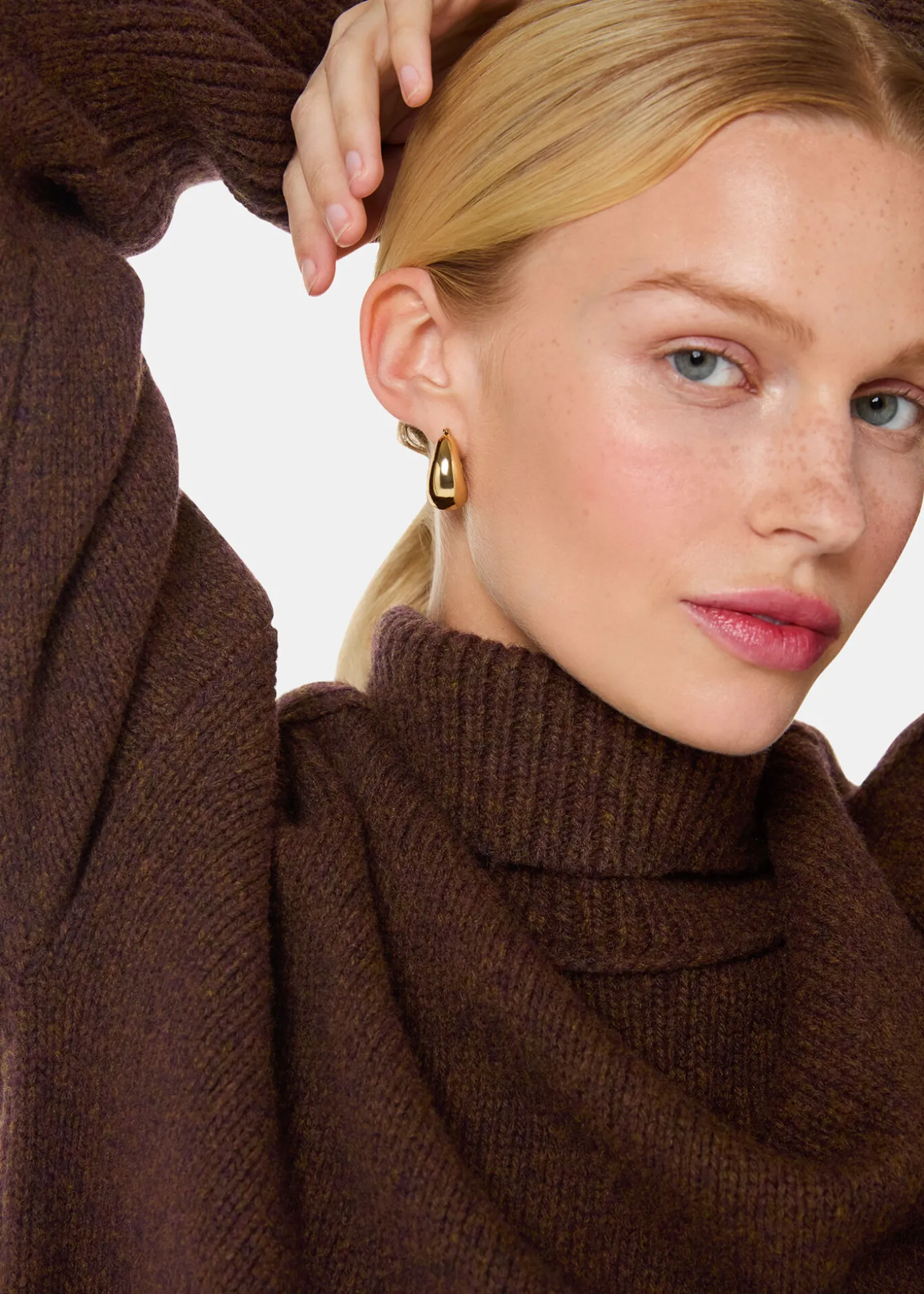 Brown Wool Roll Neck Knit
