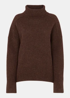 Brown Wool Roll Neck Knit