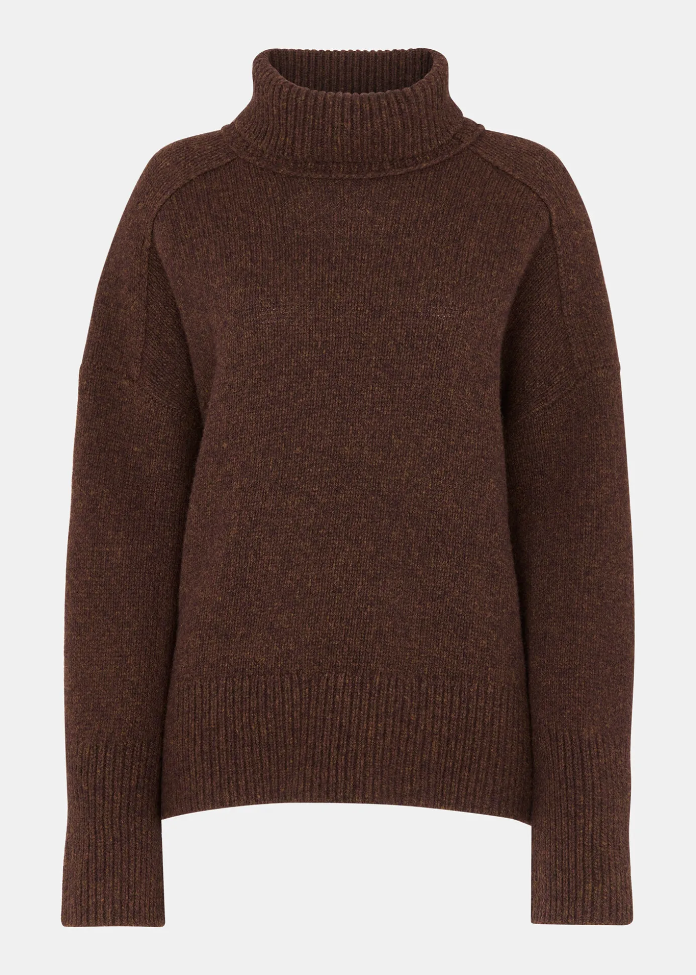 Brown Wool Roll Neck Knit